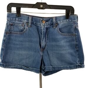 American Eagle Outfitters   Blue Denim Jeans Mom Shorts Cuffed Size 2